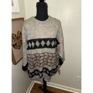 NWT Sierra Pacific Mohair Wool Blend Sweater XL Gray Geometric Grandpa Gorpcore